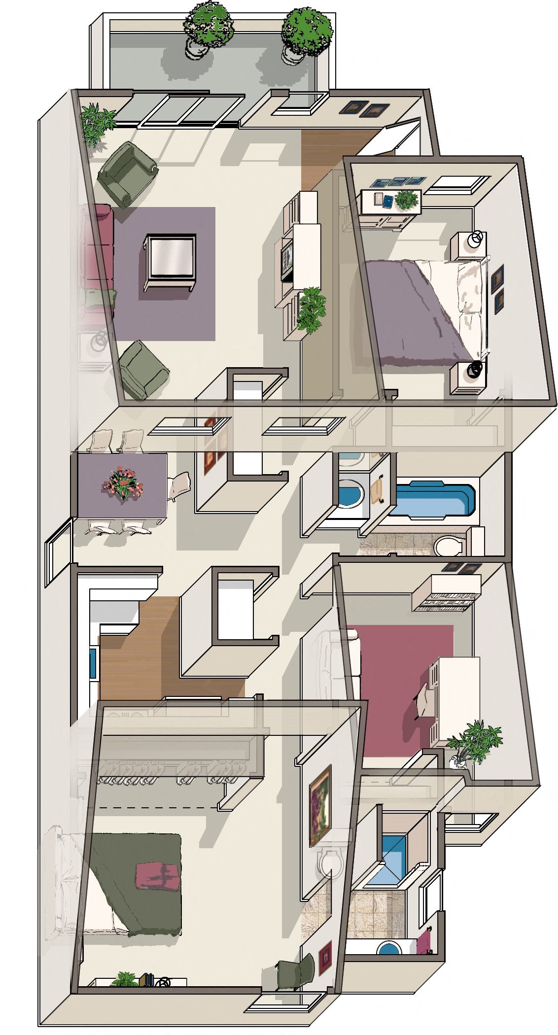 Four bedroom floor planl Waverly Flats Apartments in Sacramento, CA